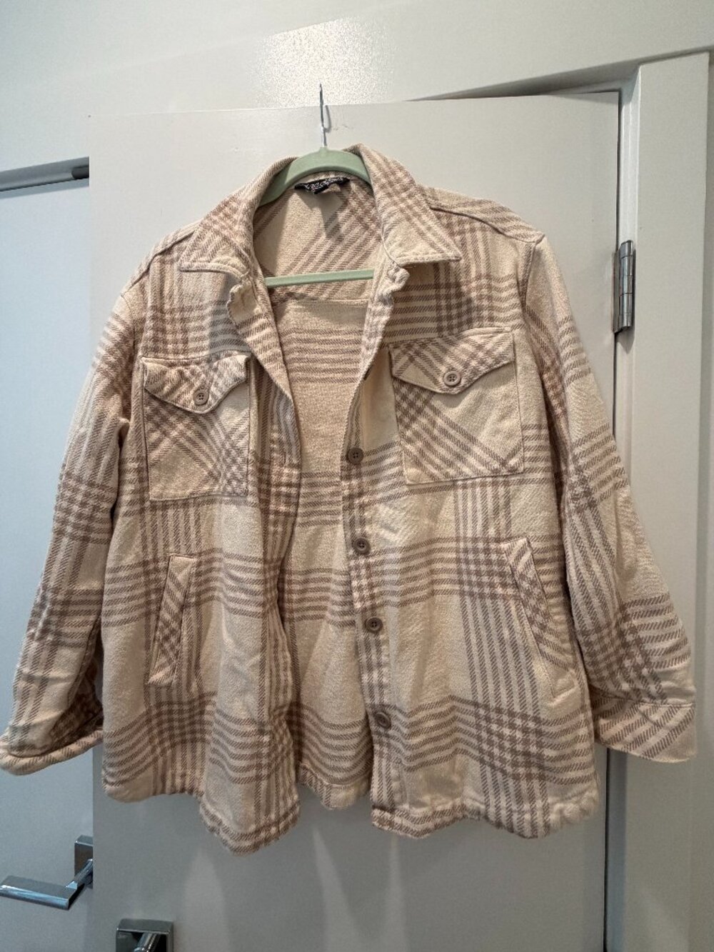 The B.C. Clothing Co. Cream Taupe Plaid Cotton Heavyweight Jacket